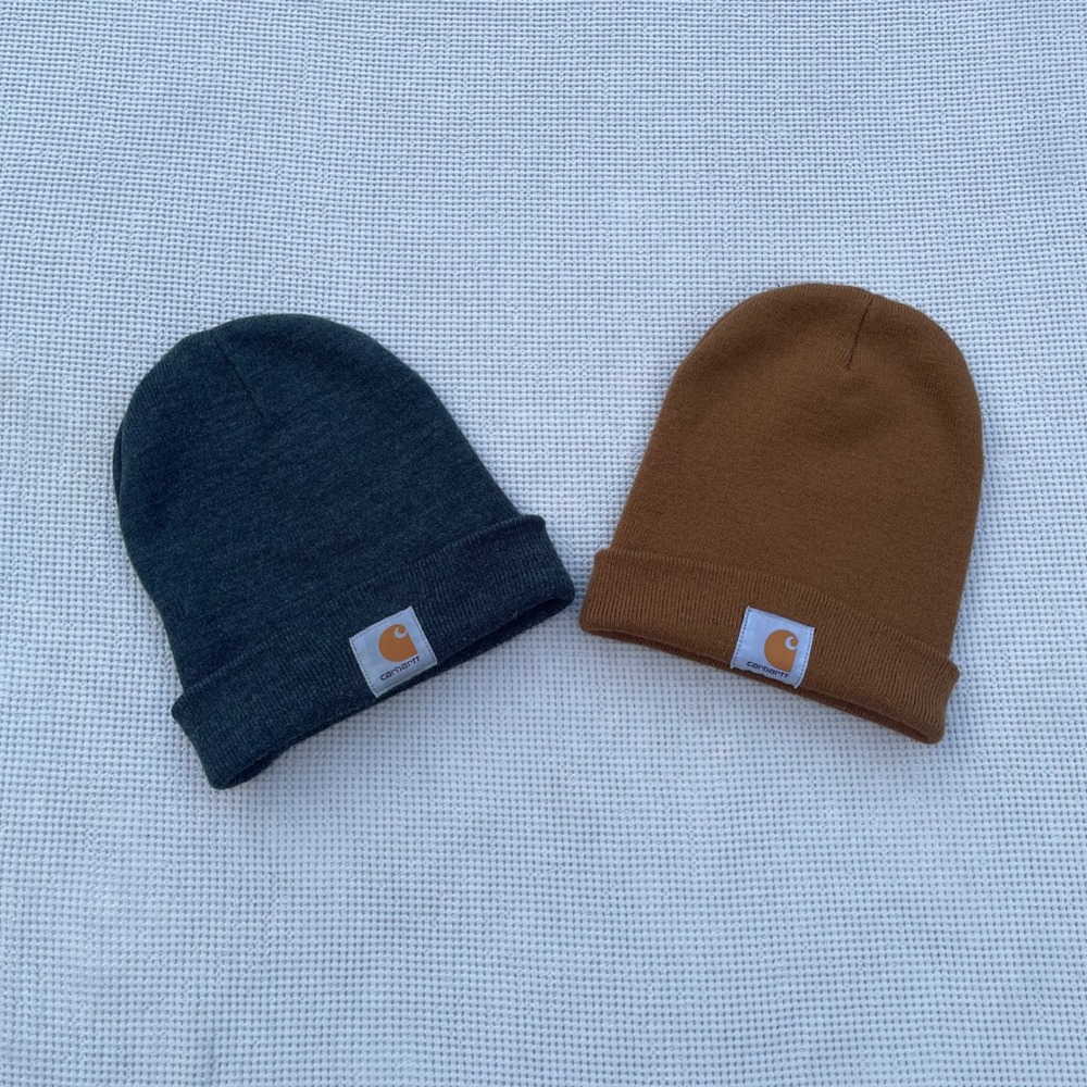 Lot of 2 Carhartt A18 Watch Hat Beanie Brown and Charcoal Gray Unisex O/S